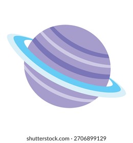 Ilustración vectorial del planeta de la historieta aislada en el fondo blanco, planeta lindo con el anillo, estilo plano simple