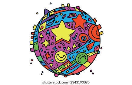 Planetas de caricatura y diseño de afiches espaciales