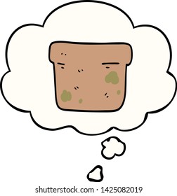 cartoon plant pot with thought bubble