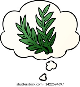 planta de dibujos animados con burbuja de pensamiento en un estilo de gradiente suave