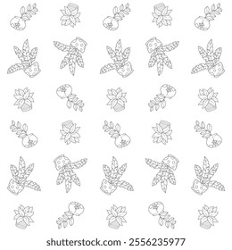 Cartoon plants in pots pattern