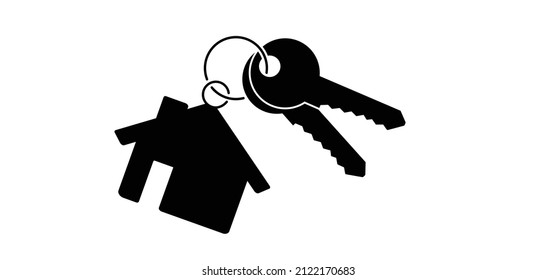 Cartoon plastic bunch keyring and empty label for hotel, work, home or house. bunch key. Cartoon cylinder key icon or symbol. Door keys. Login or password. Web and computer icon. Old business concept.