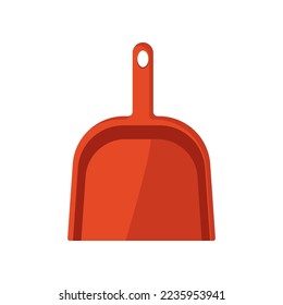 Cartoon plastic dustpan isolated on white. Cleaning tools for housework. Vector illustration of plastic housekeeping equipment. Cleanup, service, hygiene concept