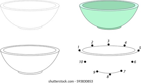 Cartoon plate. Dot to dot educational game for kids