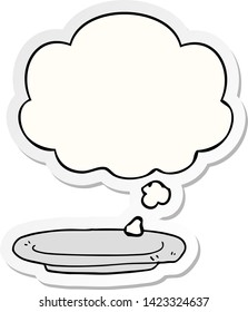 cartoon plate with thought bubble as a printed sticker