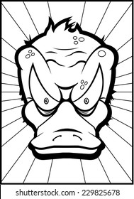 A cartoon platypus with an angry expression.