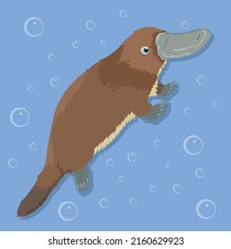 cartoon platypus with bubble background
