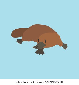 Cartoon platypus. Cute Cartoon platypus, Vector illustration on a blue background. Drawing for children.