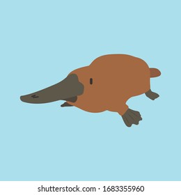 Cartoon platypus. Cute Cartoon platypus, Vector illustration on a blue background. Drawing for children.