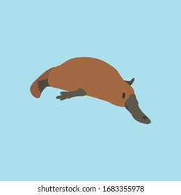 Cartoon platypus. Cute Cartoon platypus, Vector illustration on a blue background. Drawing for children.