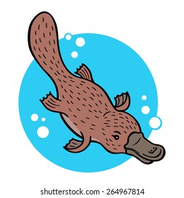 Cartoon platypus or duckbill; vector illustration