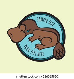 Cartoon platypus or duckbill vector logo or sign template