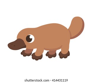 Cartoon platypus illustration. Cute little platypus isolated on white.