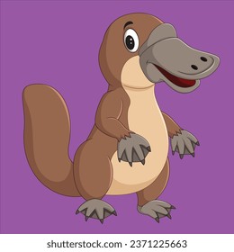 Cartoon platypus isolated animal character design illustration