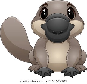 Cartoon platypus isolated on white background