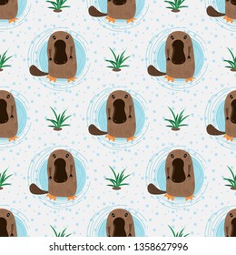 cartoon platypuses. abstract animal vector seamless pattern