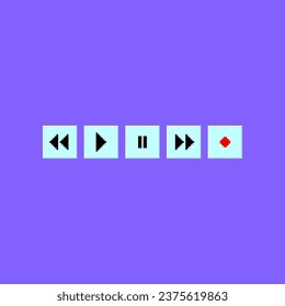 Cartoon Play Video UI Button Set Technologie PC Konzept flachen Design Stil. Vektorgrafik des Fensters "Retro Computer Interface"
