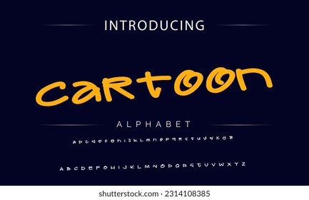 Cartoon Playful style font design, childish alphabet letters and numbers vector illustration