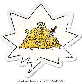 cartoon ple of treasure with speech bubble distressed distressed old sticker