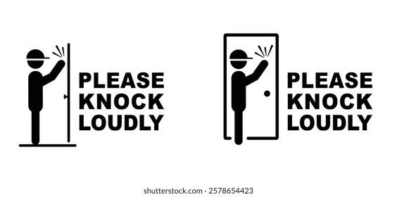 Cartoon please knock loudly, knock the door. Throb or knock the door loudly, before entering or knock and wait. Private, entering room