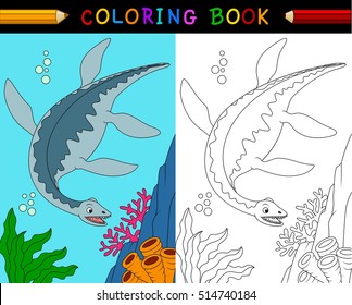 Cartoon plesiosaurus coloring book