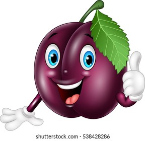 Cartoon Plum Giving Thumbs Up