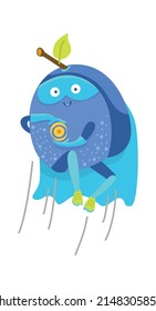 Cartoon plum superhero. Vector illustration