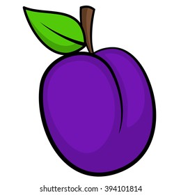 Cartoon plum vector illustration isolated on white background.