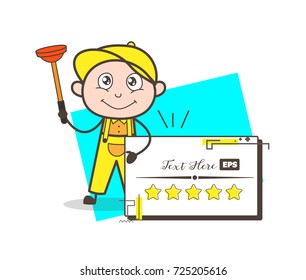 Cartoon Plumber with Message Card Vector