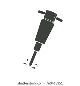 Cartoon pneumatic hammer. Vector silhouette isolated on white background
