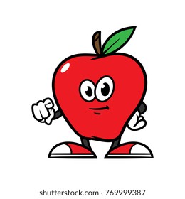 Cartoon Pointing Apple Character