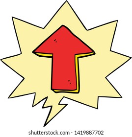 cartoon pointing arrow with speech bubble