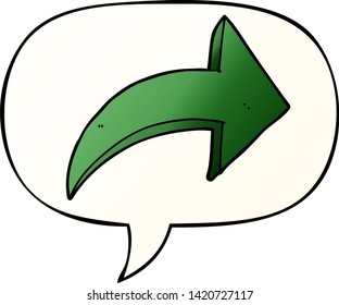 cartoon pointing arrow with speech bubble in smooth gradient style