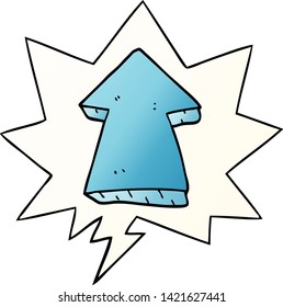cartoon pointing arrow with speech bubble in smooth gradient style