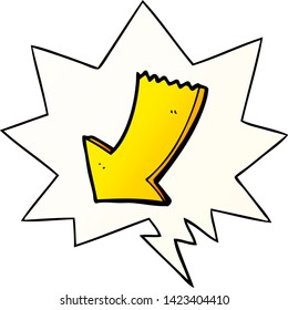 cartoon pointing arrow with speech bubble in smooth gradient style