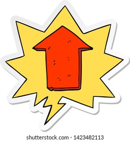 cartoon pointing arrow with speech bubble sticker