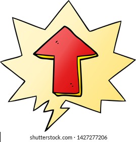 cartoon pointing arrow with speech bubble in smooth gradient style