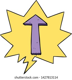 cartoon pointing arrow with speech bubble