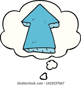 cartoon pointing arrow with thought bubble