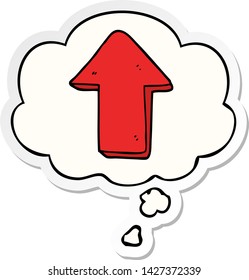 cartoon pointing arrow with thought bubble as a printed sticker