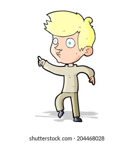 niño señalando caricatura