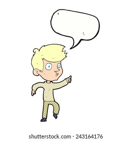 cartoon pointing boy with speech bubble