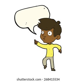 cartoon pointing boy with speech bubble