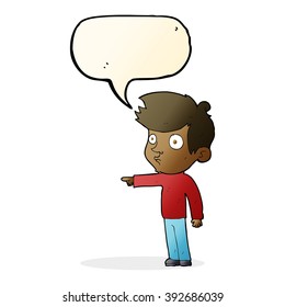 cartoon pointing boy with speech bubble