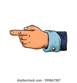 cartoon pointing hand drawing.
