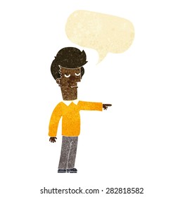 cartoon pointing man with speech bubble