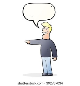 cartoon pointing man with speech bubble