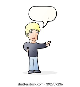 cartoon pointing man with speech bubble