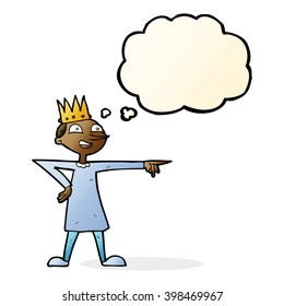 cartoon pointing prince with thought bubble