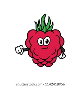 Cartoon Pointing Raspberry Character